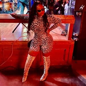 Leopard Print Long Sleeve Romper